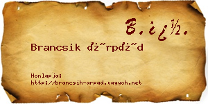 Brancsik Árpád névjegykártya