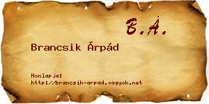 Brancsik Árpád névjegykártya